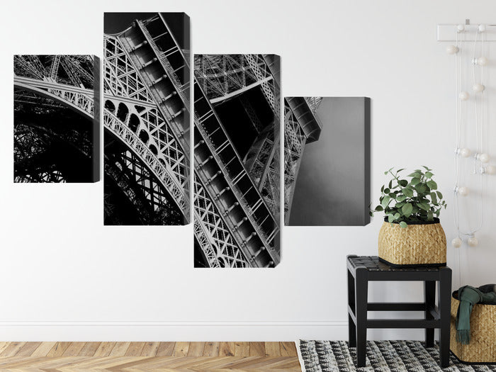 Obraz Wieloczęściowy Wieża Eiffla – Ikoniczny, Monochromatyczny do wnętrz Nowoczesnych i Glamour – widok 7