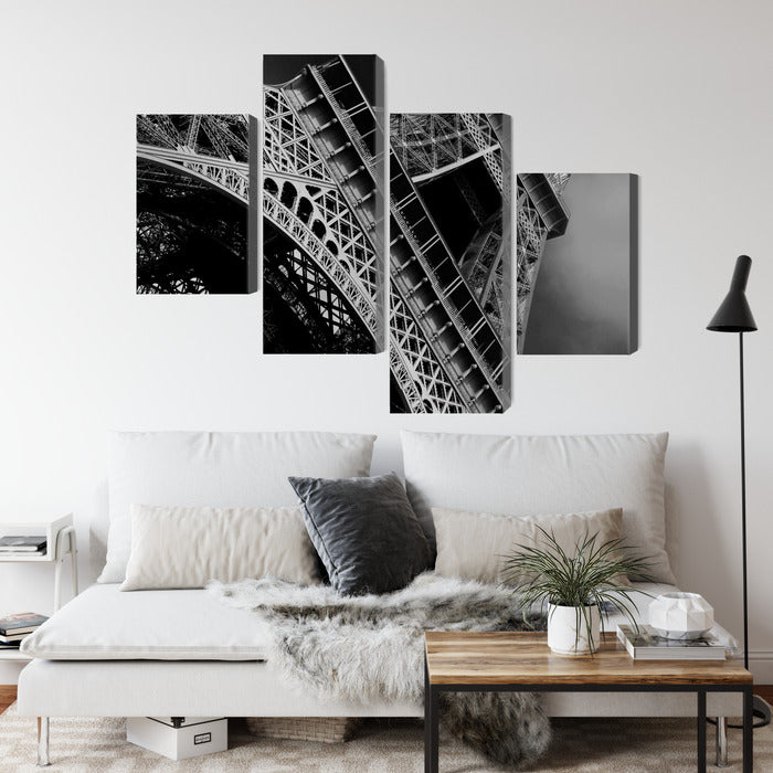 Obraz Wieloczęściowy Wieża Eiffla – Ikoniczny, Monochromatyczny do wnętrz Nowoczesnych i Glamour – widok 3