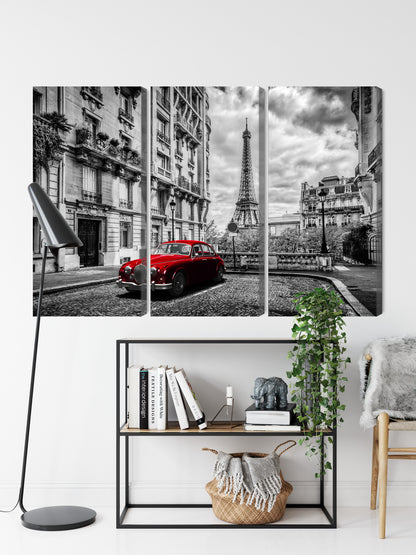 Obraz Wieloczęściowy Paryski Samochód Retro – Nostalgiczna Elegancja do wnętrz Retro, Industrialnych i Eleganckich – widok 8
