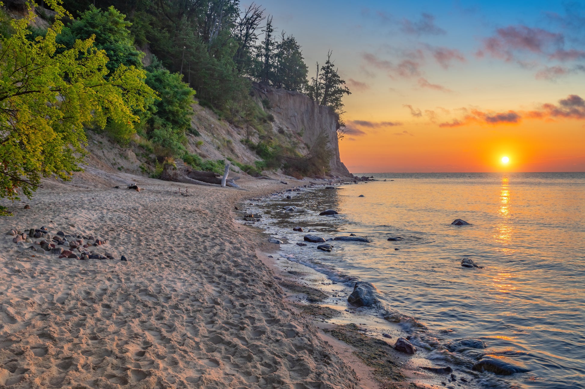 Obraz Wieloczęściowy Zachód Słońca Bałtyk – nastrojowa panorama do wnętrz nowoczesnych, coastal i boho 180x120