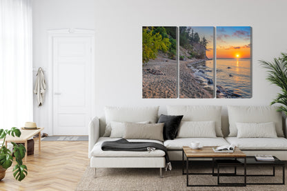 Obraz Wieloczęściowy Zachód Słońca Bałtyk – nastrojowa panorama do wnętrz nowoczesnych, coastal i boho – widok 5