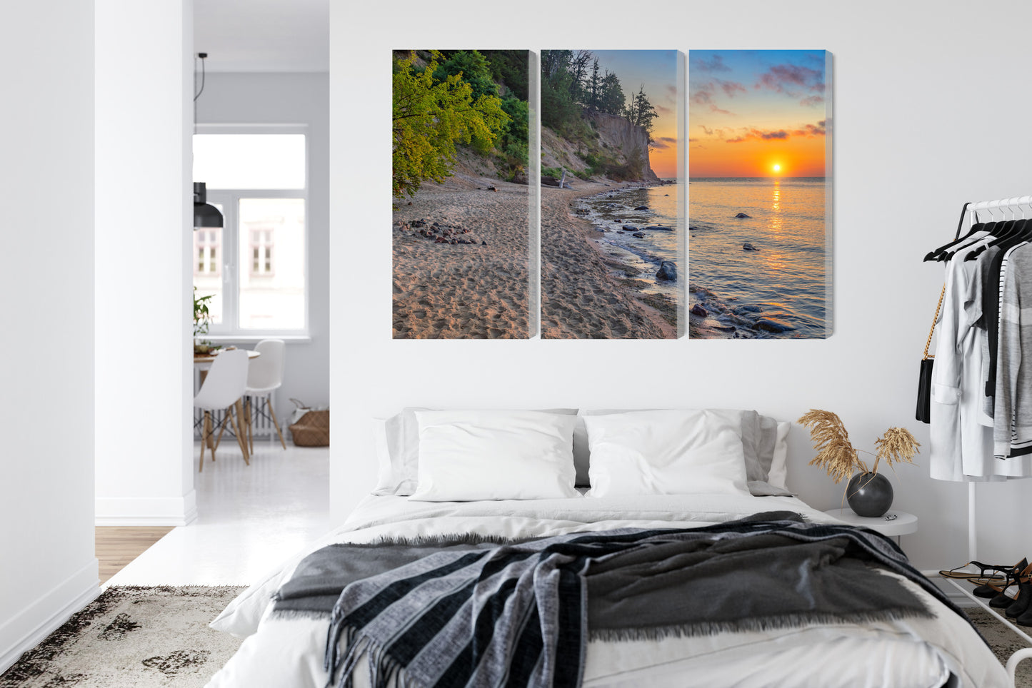 Obraz Wieloczęściowy Zachód Słońca Bałtyk – nastrojowa panorama do wnętrz nowoczesnych, coastal i boho – widok 6