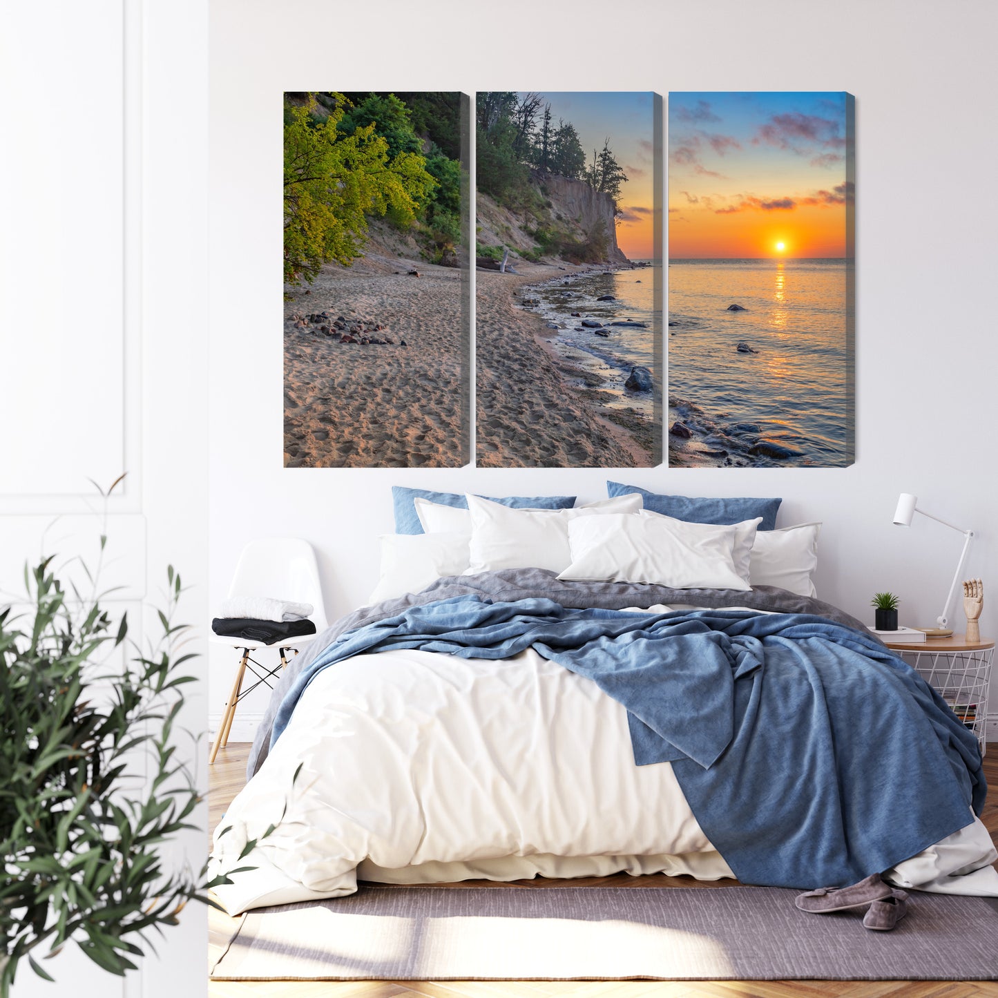 Obraz Wieloczęściowy Zachód Słońca Bałtyk – nastrojowa panorama do wnętrz nowoczesnych, coastal i boho – widok 2