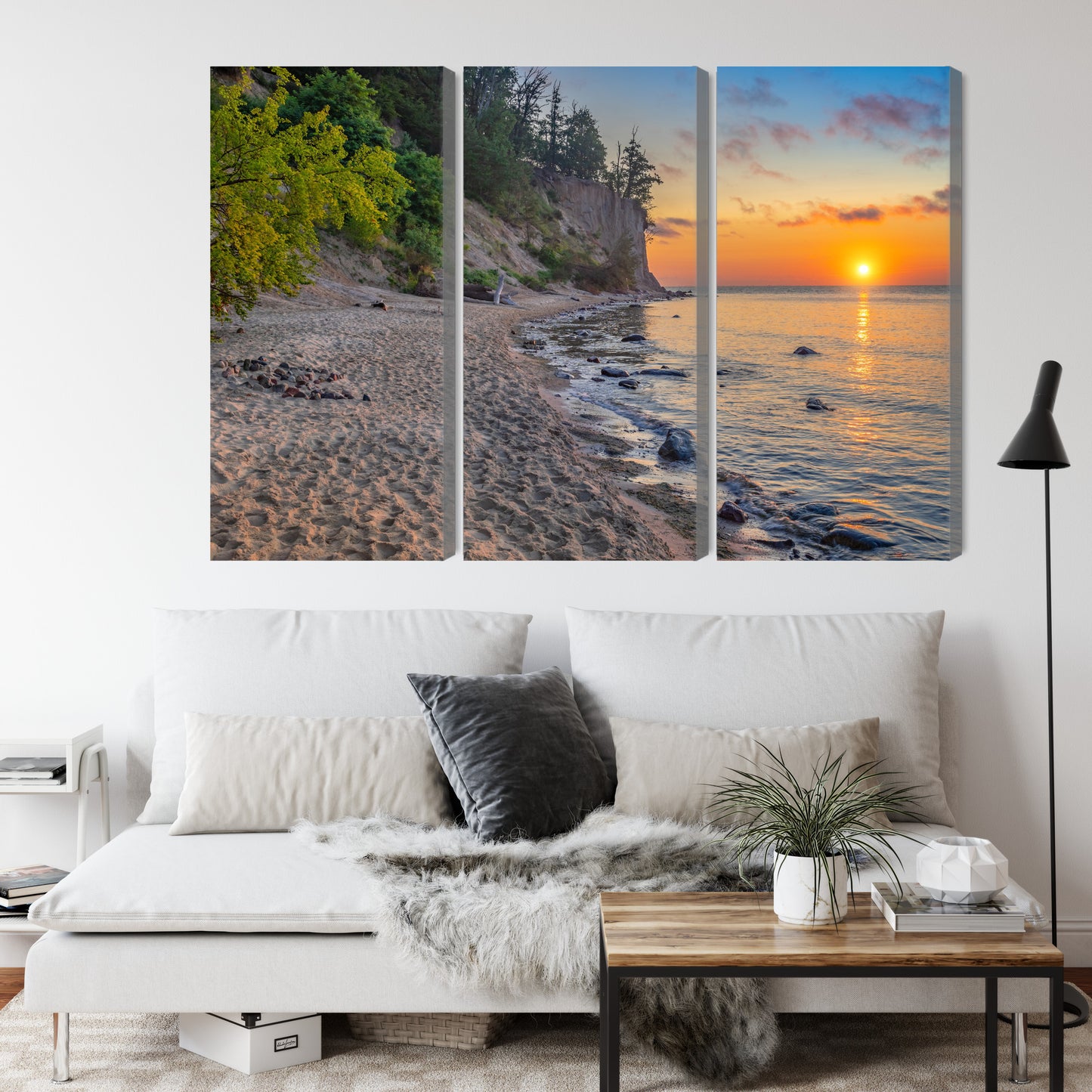 Obraz Wieloczęściowy Zachód Słońca Bałtyk – nastrojowa panorama do wnętrz nowoczesnych, coastal i boho – widok 3