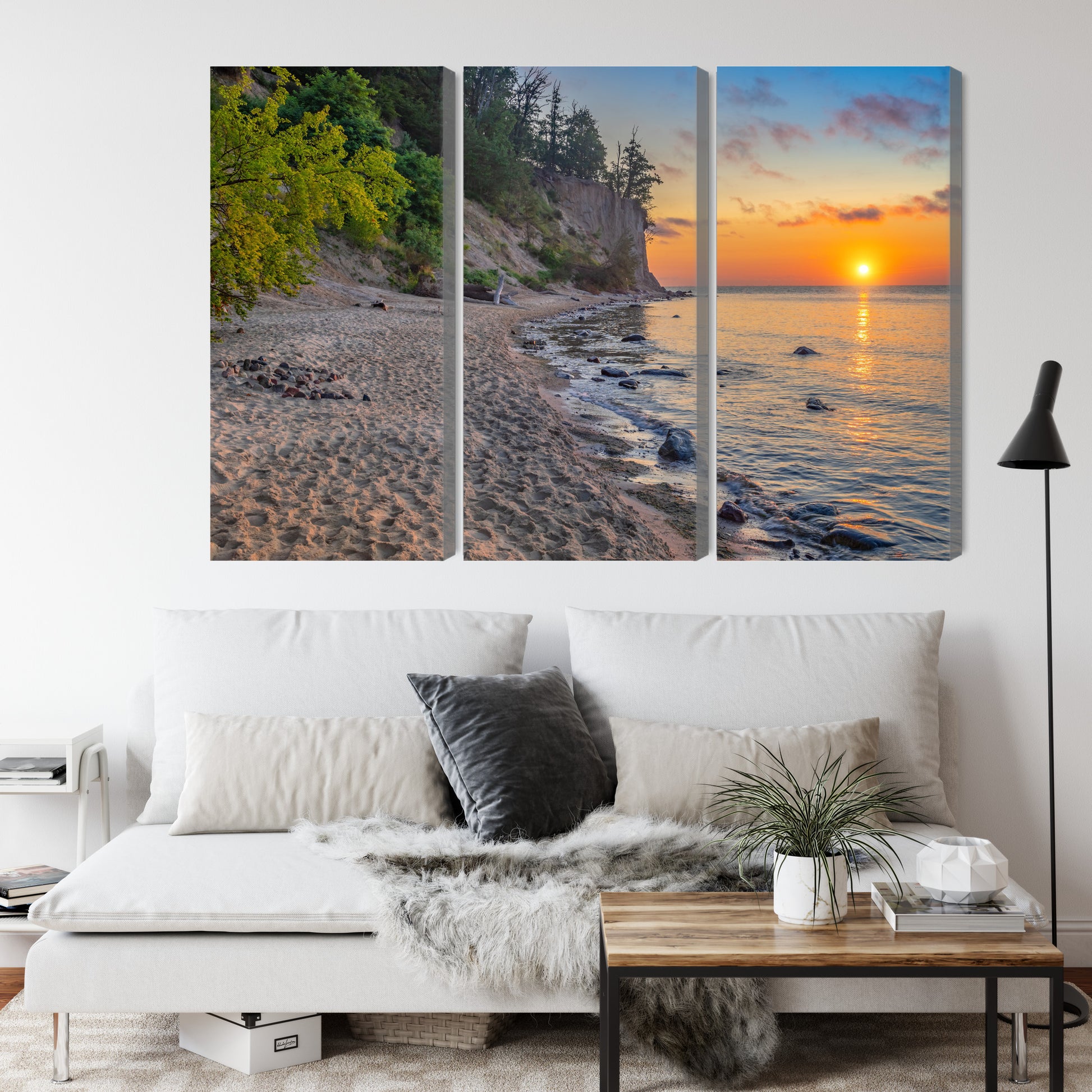 Obraz Wieloczęściowy Zachód Słońca Bałtyk – nastrojowa panorama do wnętrz nowoczesnych, coastal i boho – widok 3