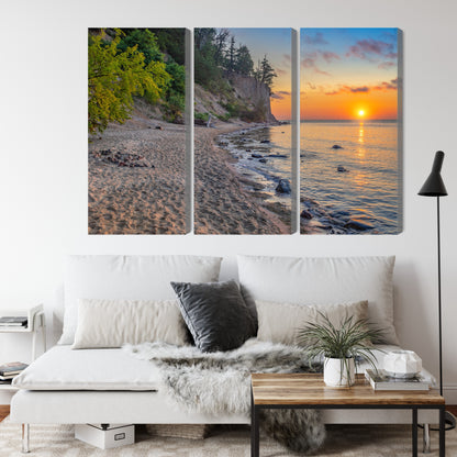 Obraz Wieloczęściowy Zachód Słońca Bałtyk – nastrojowa panorama do wnętrz nowoczesnych, coastal i boho – widok 3