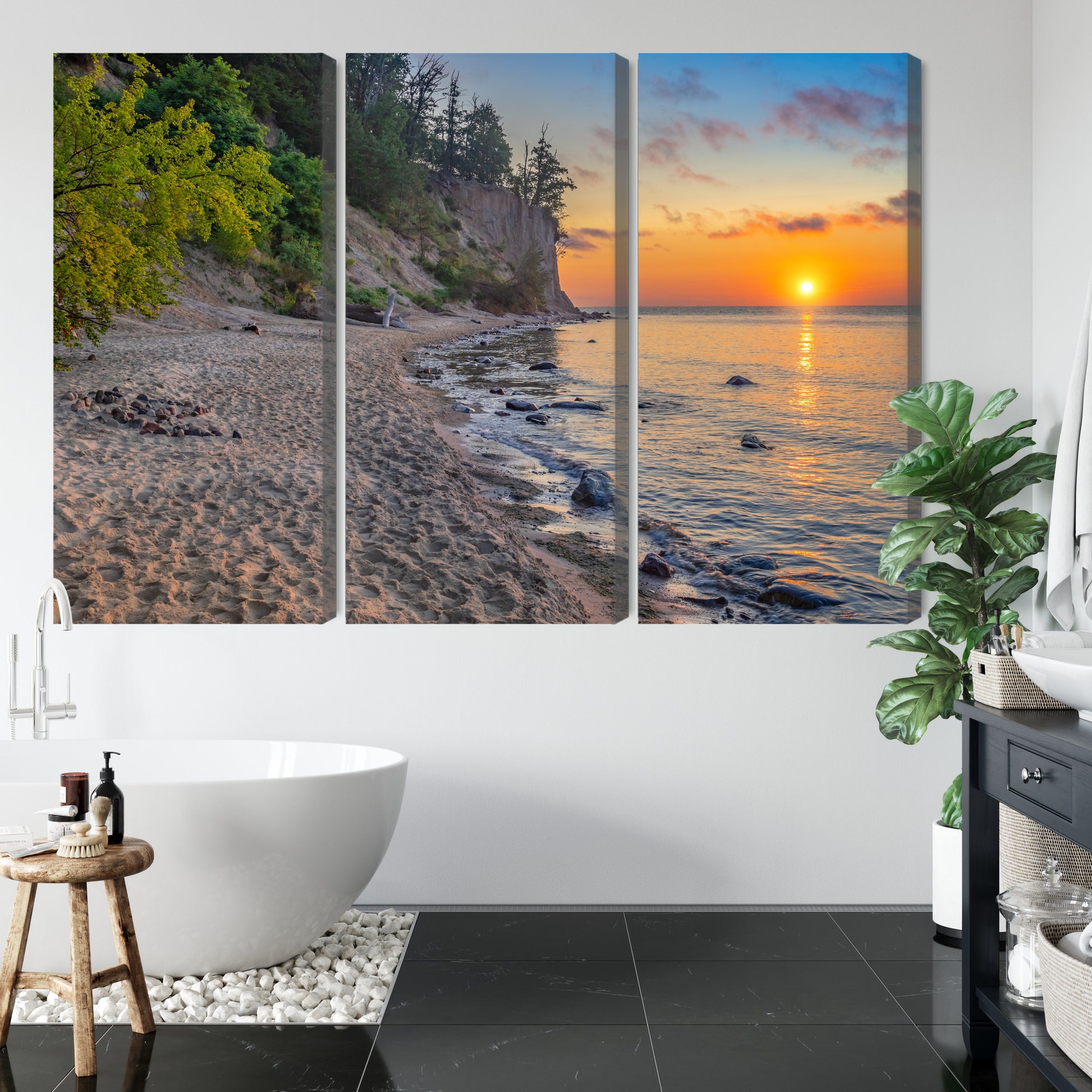 Obraz Wieloczęściowy Zachód Słońca Bałtyk – nastrojowa panorama do wnętrz nowoczesnych, coastal i boho – widok 4