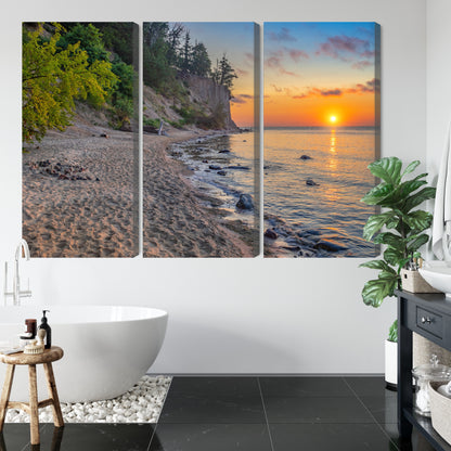 Obraz Wieloczęściowy Zachód Słońca Bałtyk – nastrojowa panorama do wnętrz nowoczesnych, coastal i boho – widok 4