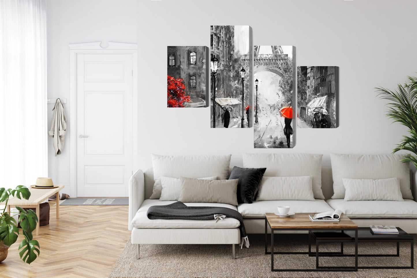 Obraz Wieloczęściowy Deszczowy Paryż – miejska elegancja do wnętrz nowoczesnych, minimalistycznych i glamour – widok 5