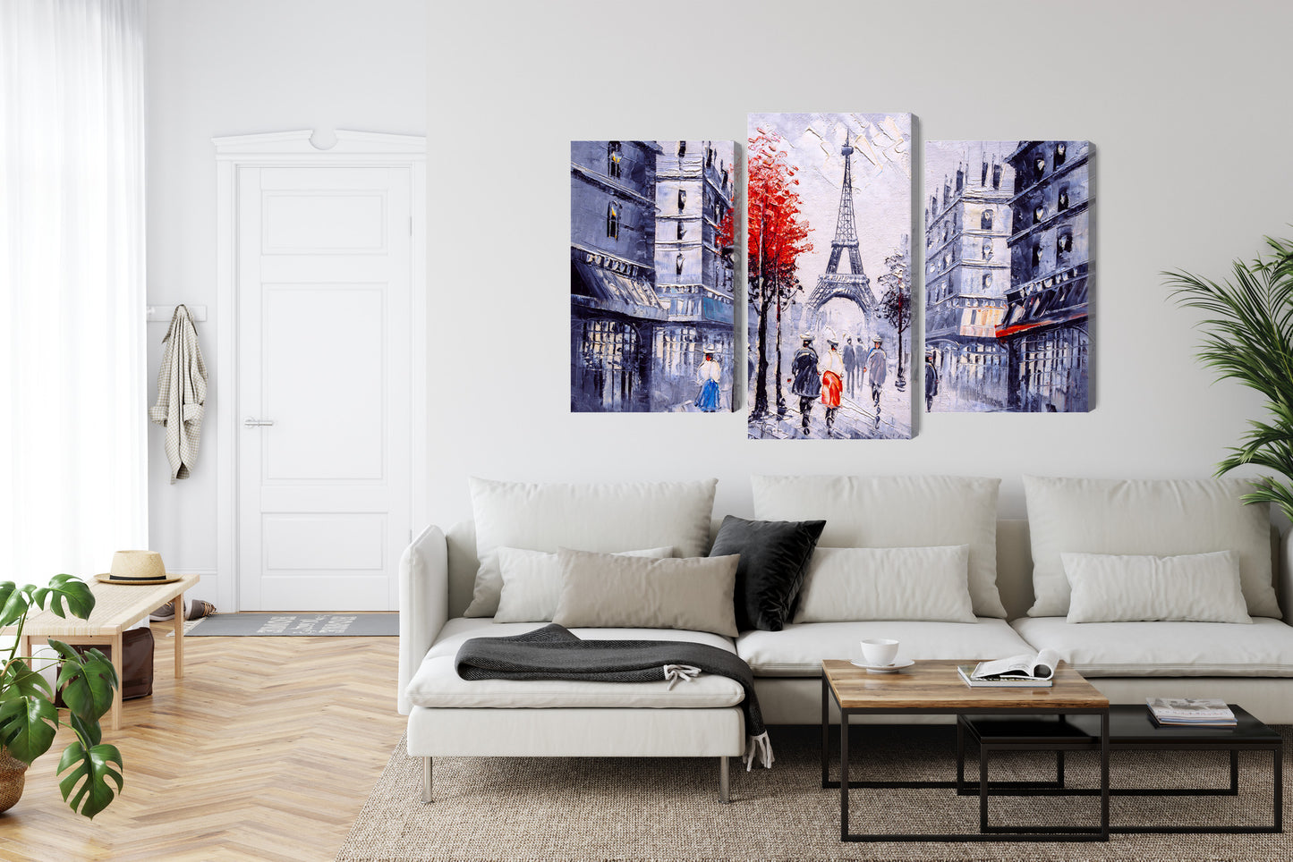 Obraz Wieloczęściowy Widok Paryskiej Ulicy – Romantyczny i Elegancki do wnętrz Paryski Szyk i Klasycznych – widok 5