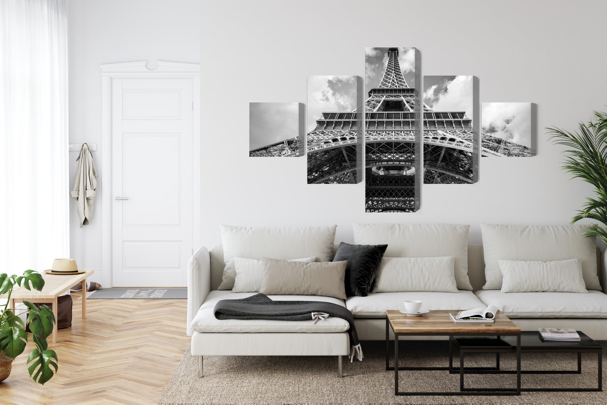 Obraz Wieloczęściowy Paryż Wieża Eiffla – elegancki pejzaż do wnętrz nowoczesnych, minimalistycznych, glamour – widok 5