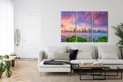 Obraz Wieloczęściowy Panorama Miami – dynamiczna miejska panorama do wnętrz nowoczesnych, glamour i art deco – widok 5