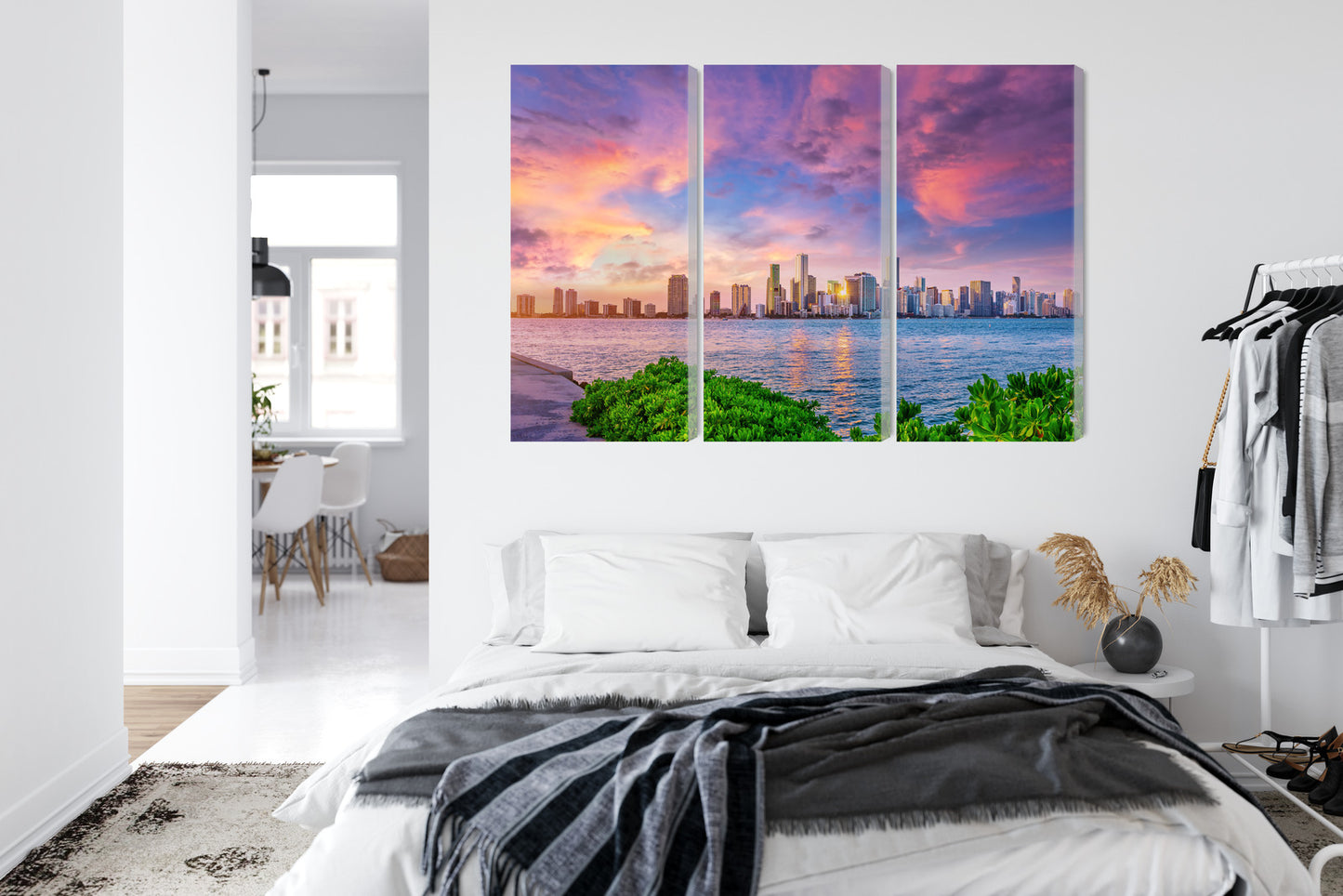 Obraz Wieloczęściowy Panorama Miami – dynamiczna miejska panorama do wnętrz nowoczesnych, glamour i art deco – widok 6