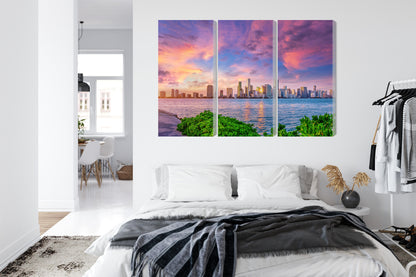 Obraz Wieloczęściowy Panorama Miami – dynamiczna miejska panorama do wnętrz nowoczesnych, glamour i art deco – widok 6