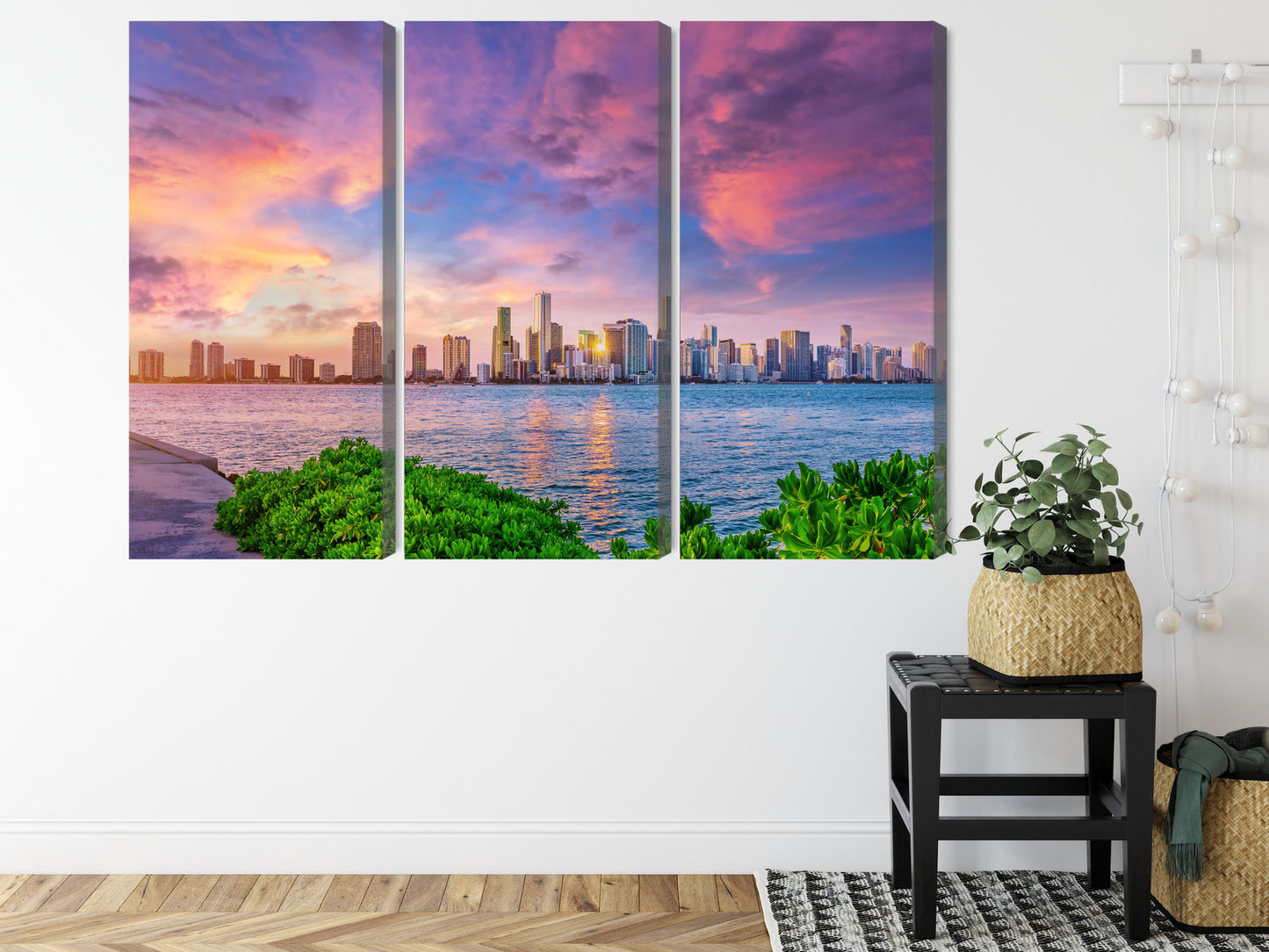 Obraz Wieloczęściowy Panorama Miami – dynamiczna miejska panorama do wnętrz nowoczesnych, glamour i art deco – widok 7