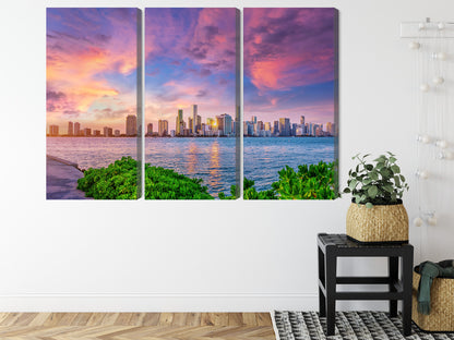 Obraz Wieloczęściowy Panorama Miami – dynamiczna miejska panorama do wnętrz nowoczesnych, glamour i art deco – widok 7