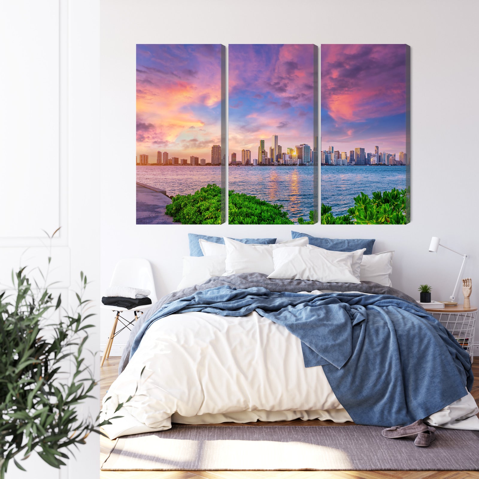 Obraz Wieloczęściowy Panorama Miami – dynamiczna miejska panorama do wnętrz nowoczesnych, glamour i art deco – widok 2