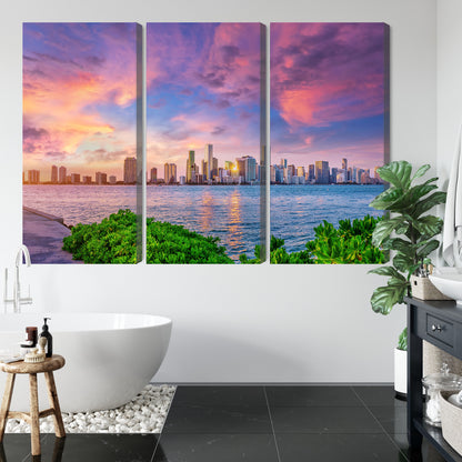 Obraz Wieloczęściowy Panorama Miami – dynamiczna miejska panorama do wnętrz nowoczesnych, glamour i art deco – widok 4