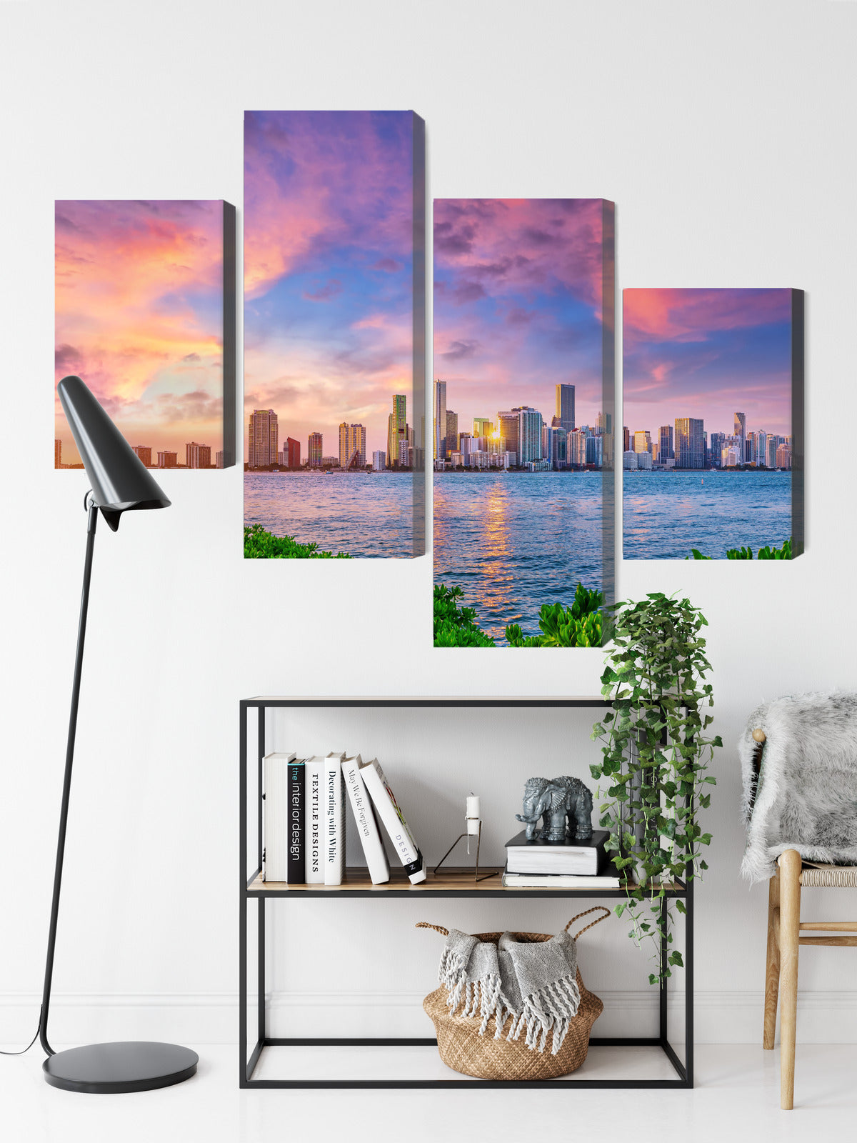 Obraz Wieloczęściowy Miami Zachód Słońca – dynamiczna panorama do wnętrz nowoczesnych, glamour i art déco – widok 8