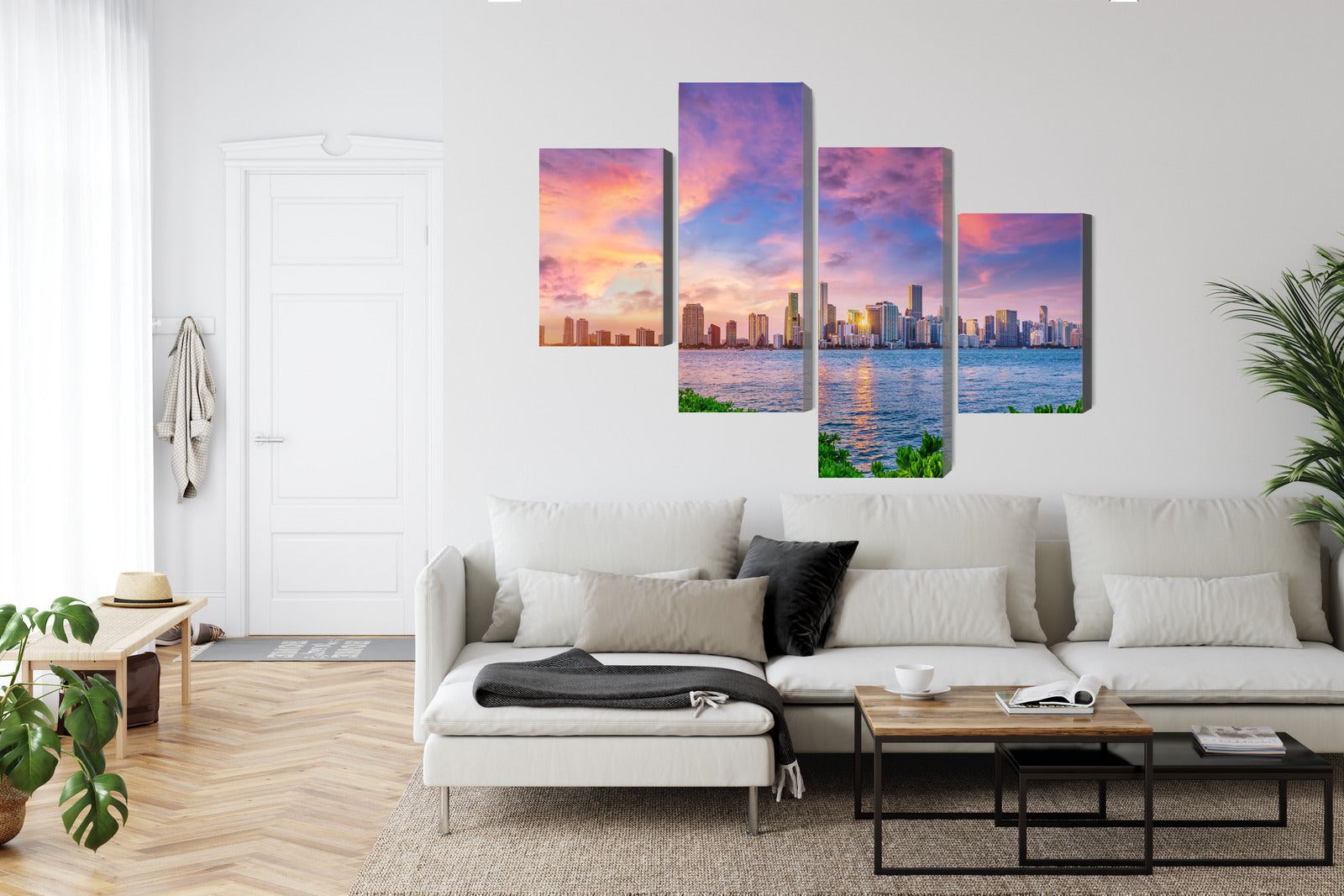 Obraz Wieloczęściowy Miami Zachód Słońca – dynamiczna panorama do wnętrz nowoczesnych, glamour i art déco – widok 5