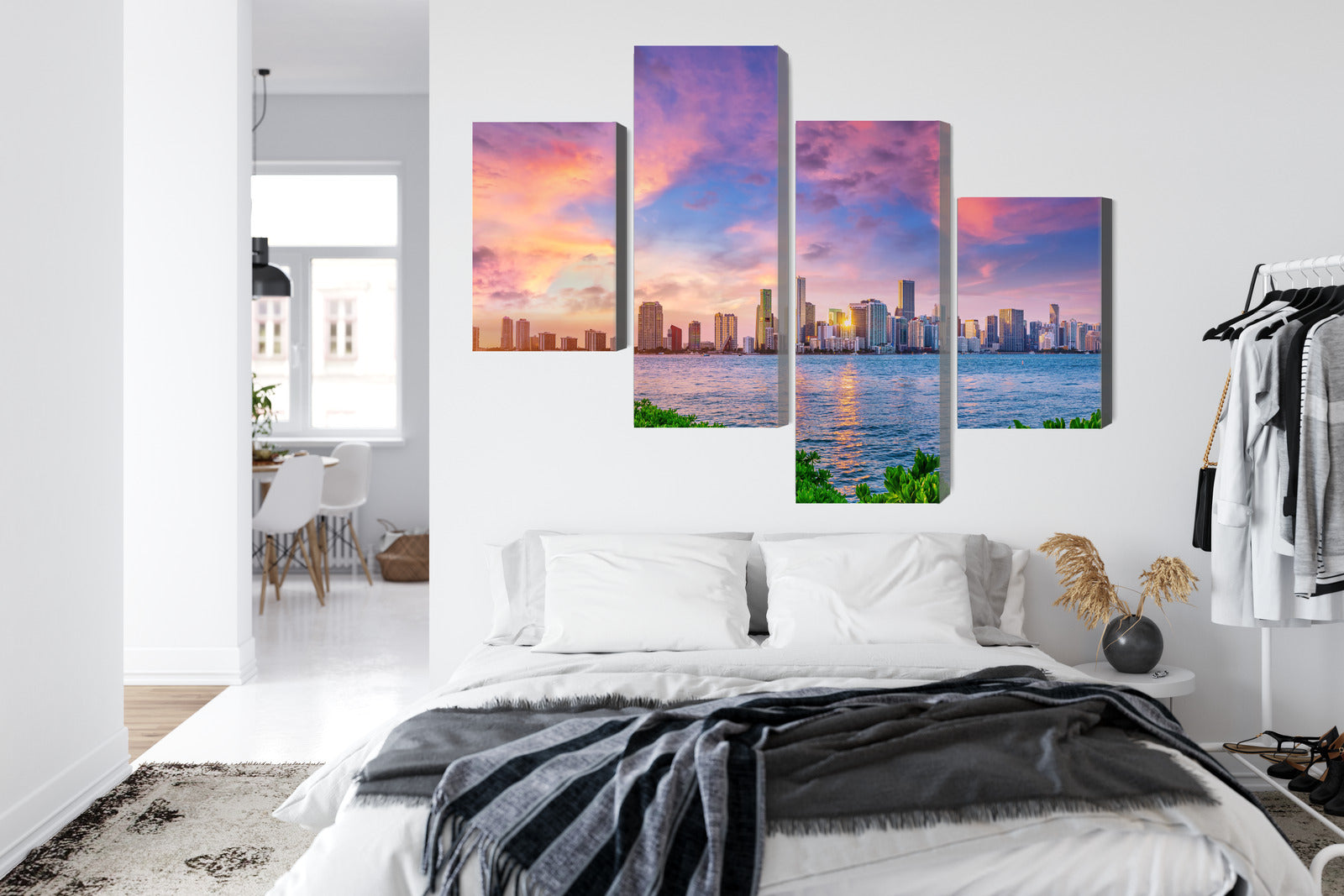 Obraz Wieloczęściowy Miami Zachód Słońca – dynamiczna panorama do wnętrz nowoczesnych, glamour i art déco – widok 6
