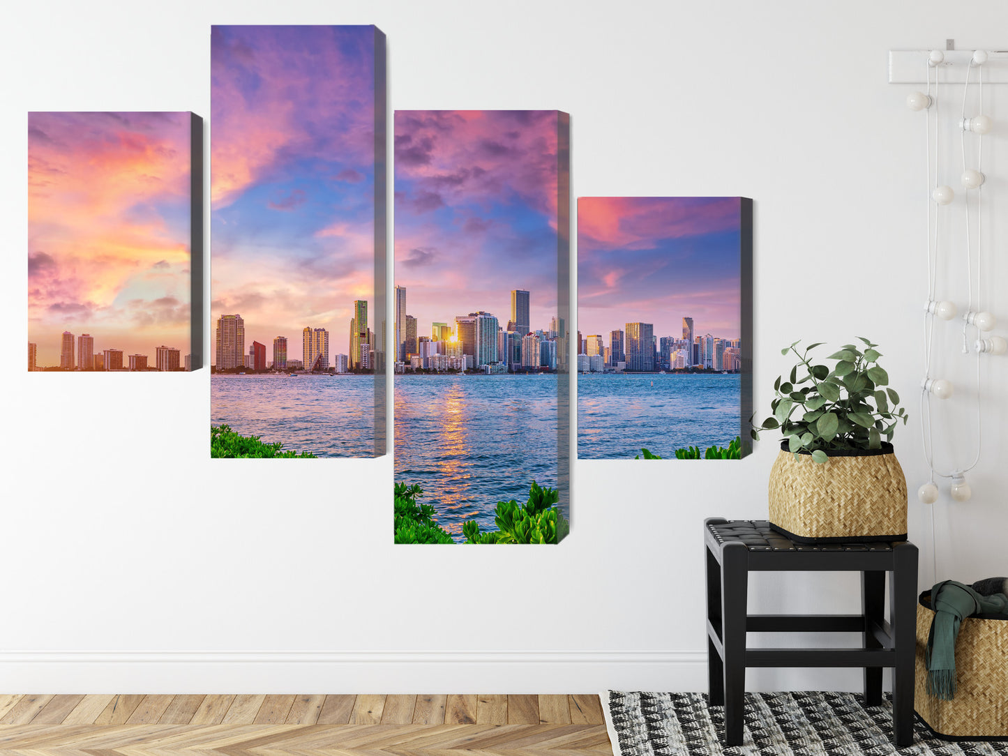 Obraz Wieloczęściowy Miami Zachód Słońca – dynamiczna panorama do wnętrz nowoczesnych, glamour i art déco – widok 7