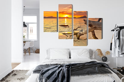 Obraz Wieloczęściowy Morski Zachód Słońca – spokojna panorama do wnętrz boho, coastal i nowoczesnych – widok 6