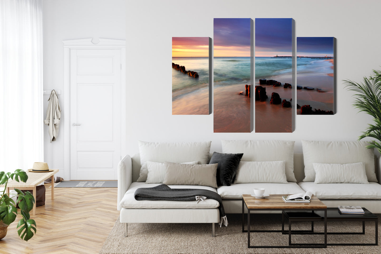 Obraz Wieloczęściowy Wschód Słońca Nad Bałtykiem – pastelowa morska panorama do wnętrz coastal, nowoczesnych i skandynawskich – widok 5