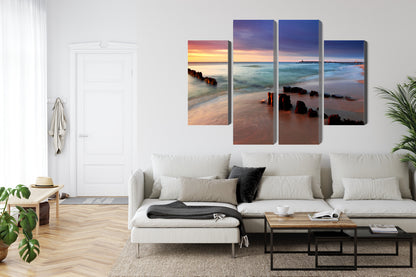 Obraz Wieloczęściowy Wschód Słońca Nad Bałtykiem – pastelowa morska panorama do wnętrz coastal, nowoczesnych i skandynawskich – widok 5
