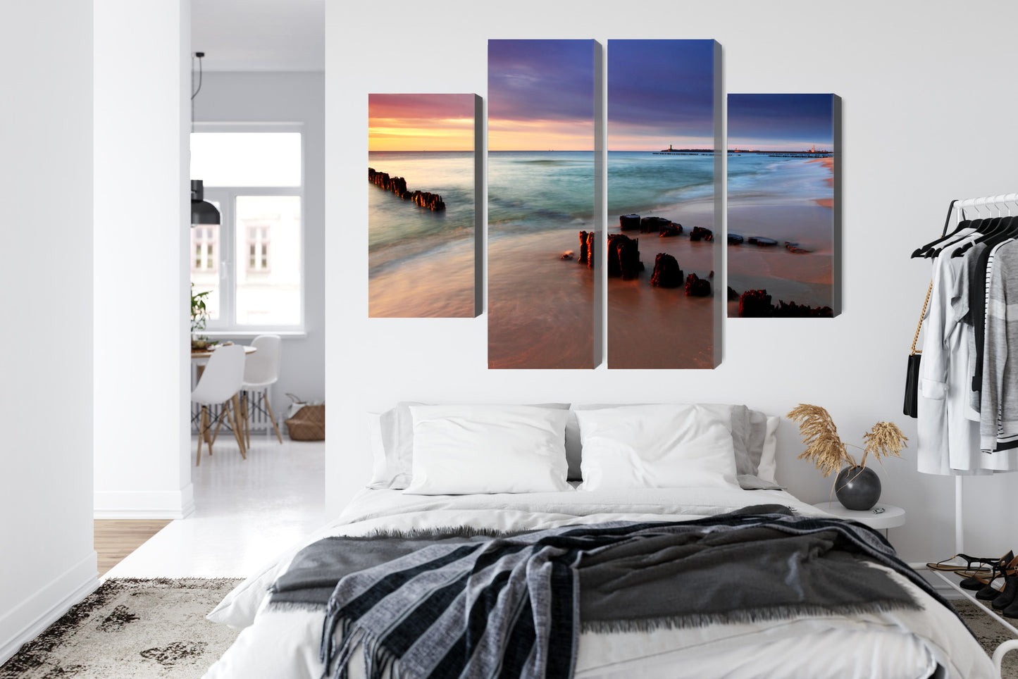 Obraz Wieloczęściowy Wschód Słońca Nad Bałtykiem – pastelowa morska panorama do wnętrz coastal, nowoczesnych i skandynawskich – widok 6