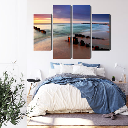 Obraz Wieloczęściowy Wschód Słońca Nad Bałtykiem – pastelowa morska panorama do wnętrz coastal, nowoczesnych i skandynawskich – widok 2