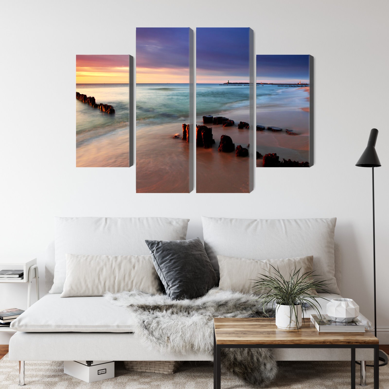 Obraz Wieloczęściowy Wschód Słońca Nad Bałtykiem – pastelowa morska panorama do wnętrz coastal, nowoczesnych i skandynawskich – widok 3