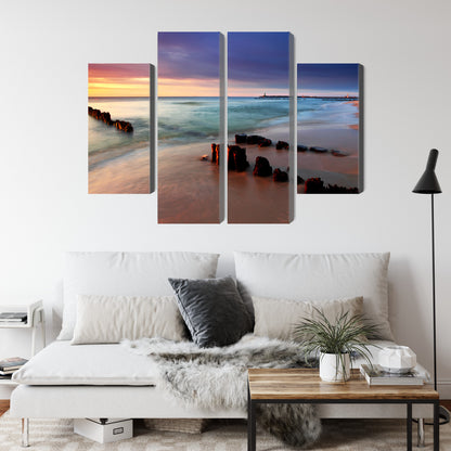 Obraz Wieloczęściowy Wschód Słońca Nad Bałtykiem – pastelowa morska panorama do wnętrz coastal, nowoczesnych i skandynawskich – widok 3