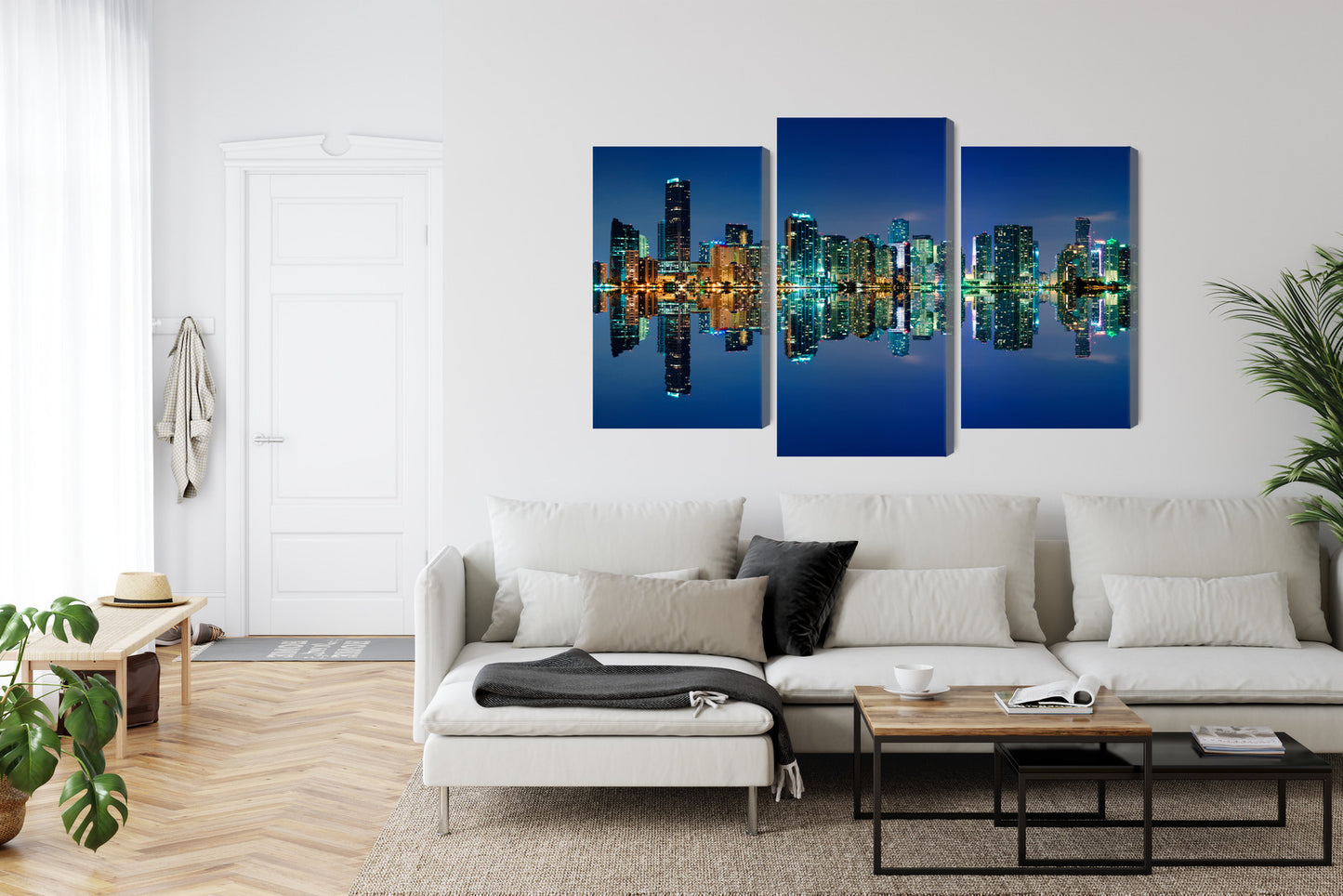 Obraz Wieloczęściowy Panorama Miami Nocą – miejski pejzaż do wnętrz nowoczesnych i minimalistycznych – widok 5