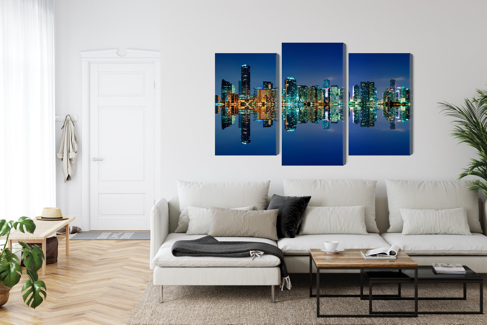 Obraz Wieloczęściowy Panorama Miami Nocą – miejski pejzaż do wnętrz nowoczesnych i minimalistycznych – widok 5