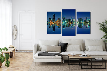 Obraz Wieloczęściowy Panorama Miami Nocą – miejski pejzaż do wnętrz nowoczesnych i minimalistycznych – widok 5