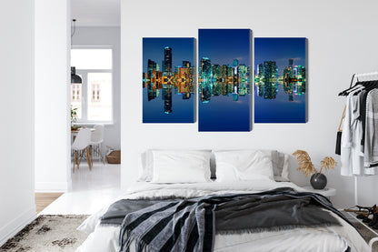 Obraz Wieloczęściowy Panorama Miami Nocą – miejski pejzaż do wnętrz nowoczesnych i minimalistycznych – widok 6