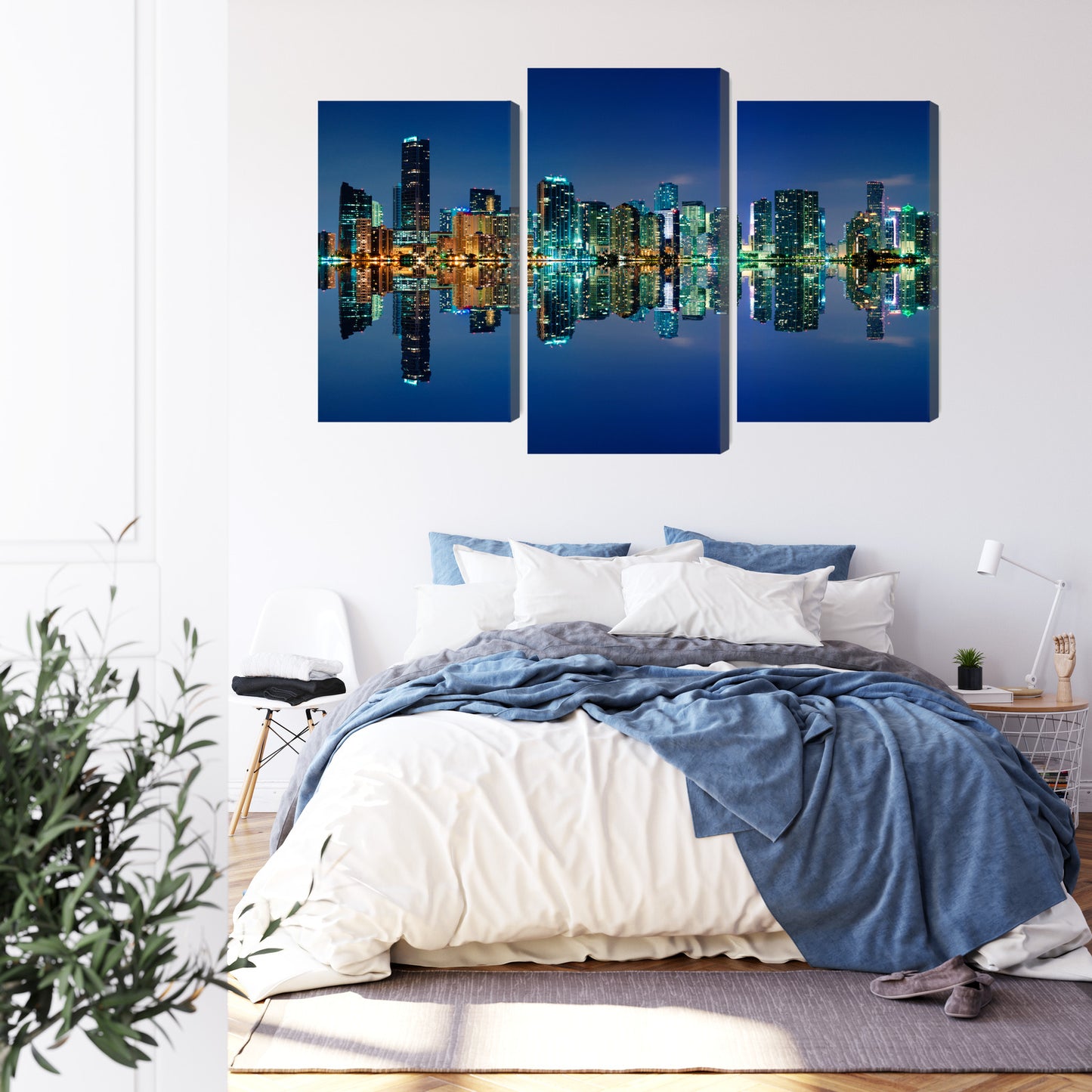 Obraz Wieloczęściowy Panorama Miami Nocą – miejski pejzaż do wnętrz nowoczesnych i minimalistycznych – widok 2