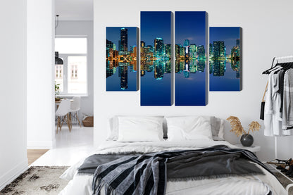 Obraz Wieloczęściowy Panorama Miami Nocą – miejska energia do wnętrz nowoczesnych, glamour i industrialnych – widok 6