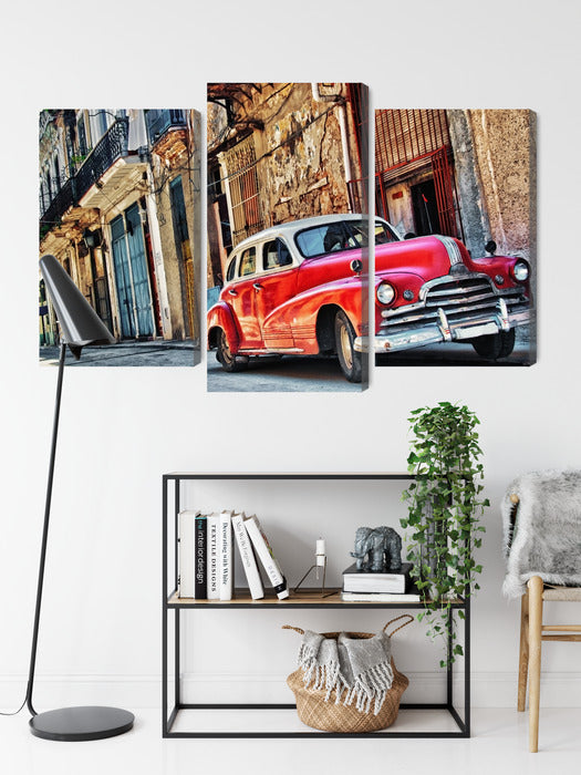 Obraz Wieloczęściowy Stary Samochód Hawana – retro miejski klimat do wnętrz Vintage, Boho i Industrialnych – widok 8
