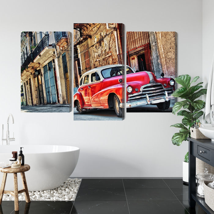 Obraz Wieloczęściowy Stary Samochód Hawana – retro miejski klimat do wnętrz Vintage, Boho i Industrialnych – widok 4