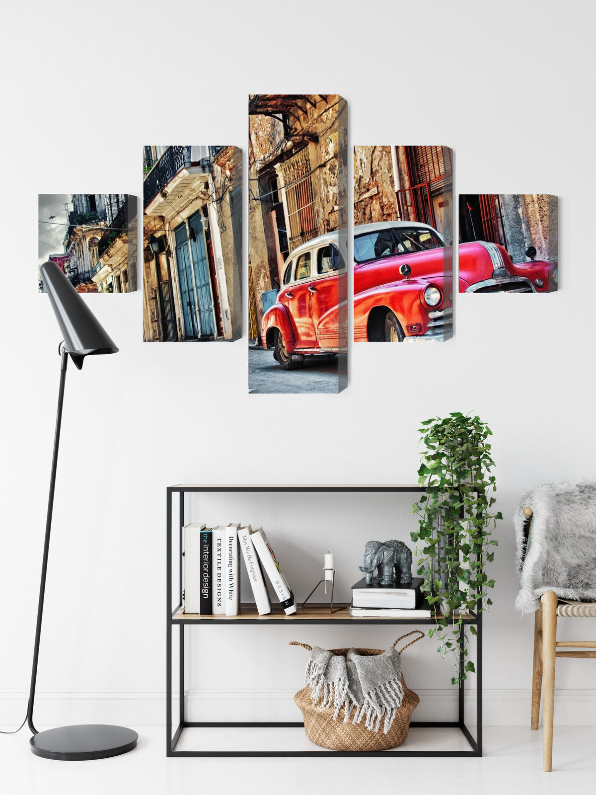 Obraz Wieloczęściowy Stary Samochód w Hawanie – retro klimat do wnętrz Vintage, Boho, Kolonialnych – widok 8