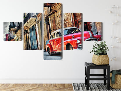 Obraz Wieloczęściowy Stary Samochód w Hawanie – retro klimat do wnętrz Vintage, Boho, Kolonialnych – widok 7
