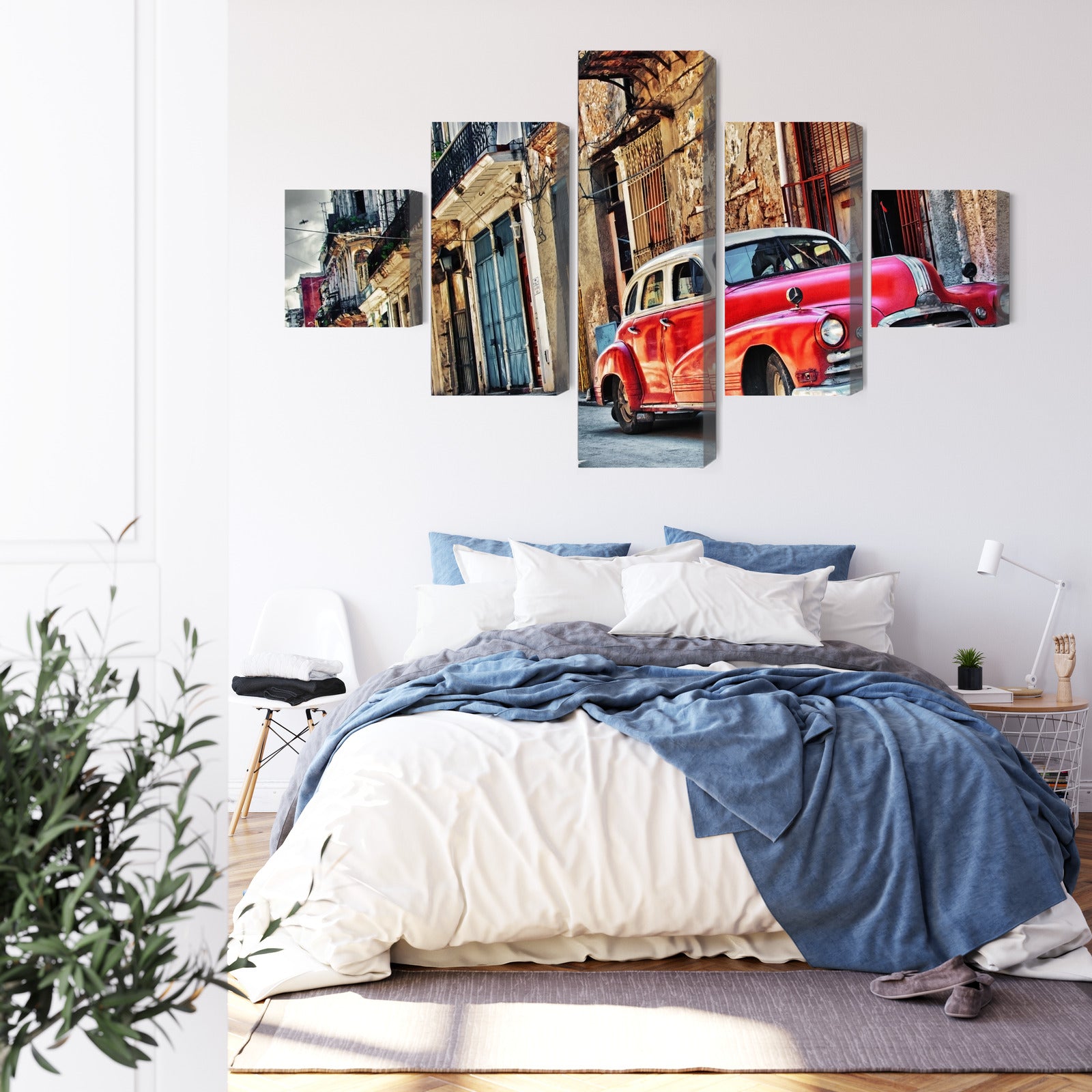 Obraz Wieloczęściowy Stary Samochód w Hawanie – retro klimat do wnętrz Vintage, Boho, Kolonialnych – widok 2