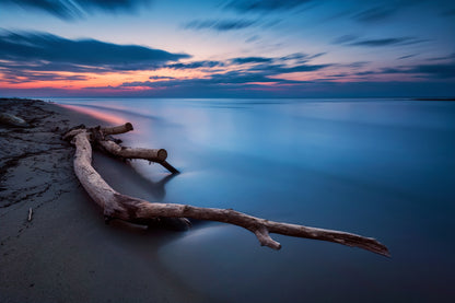 Obraz Wieloczęściowy Krajobraz Morski – wyciszający zachód słońca do wnętrz nowoczesnych, coastal i skandynawskich 180x120