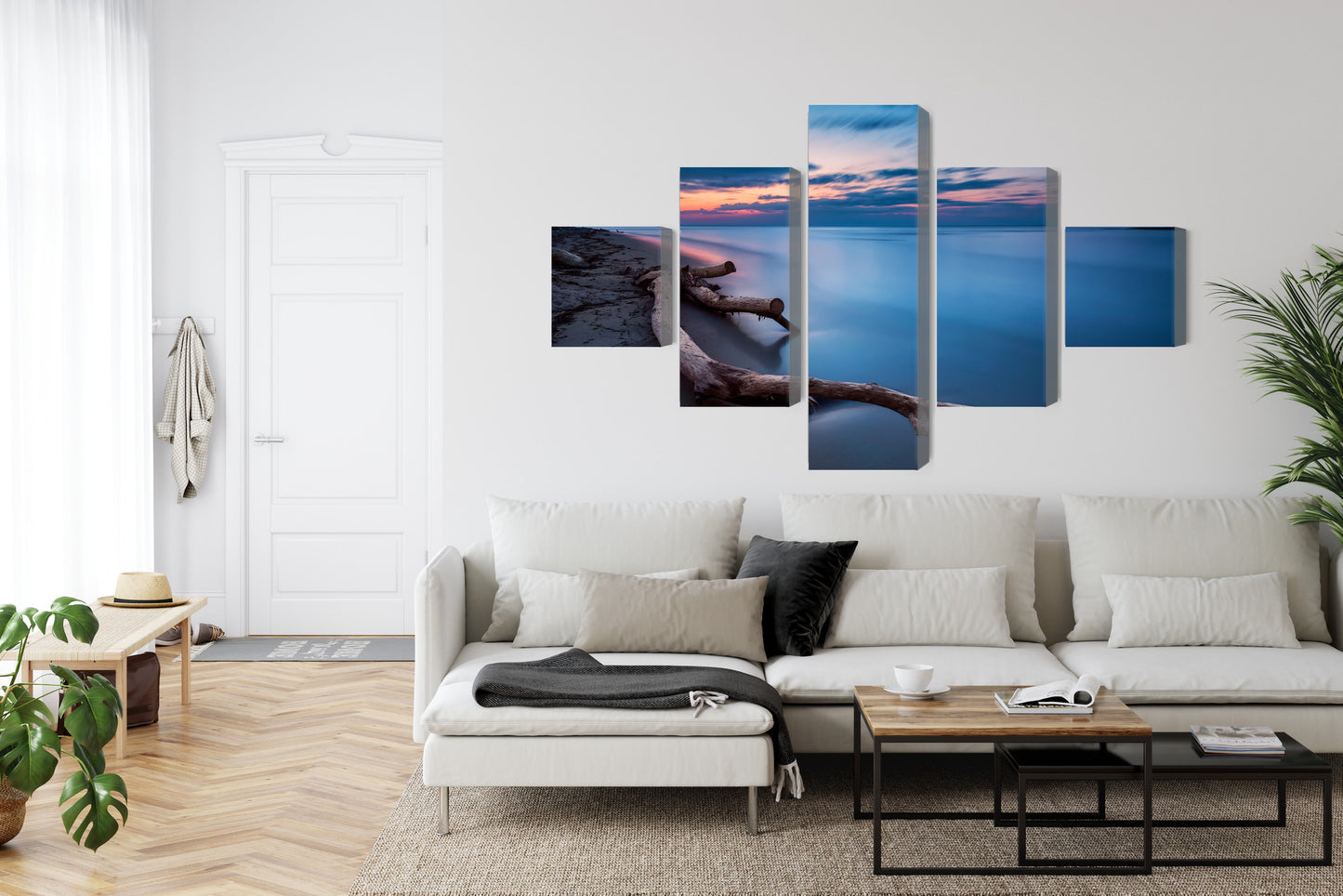 Obraz Wieloczęściowy Morskie Wybrzeże – kojąca panorama do wnętrz nowoczesnych, minimalistycznych i skandynawskich – widok 5