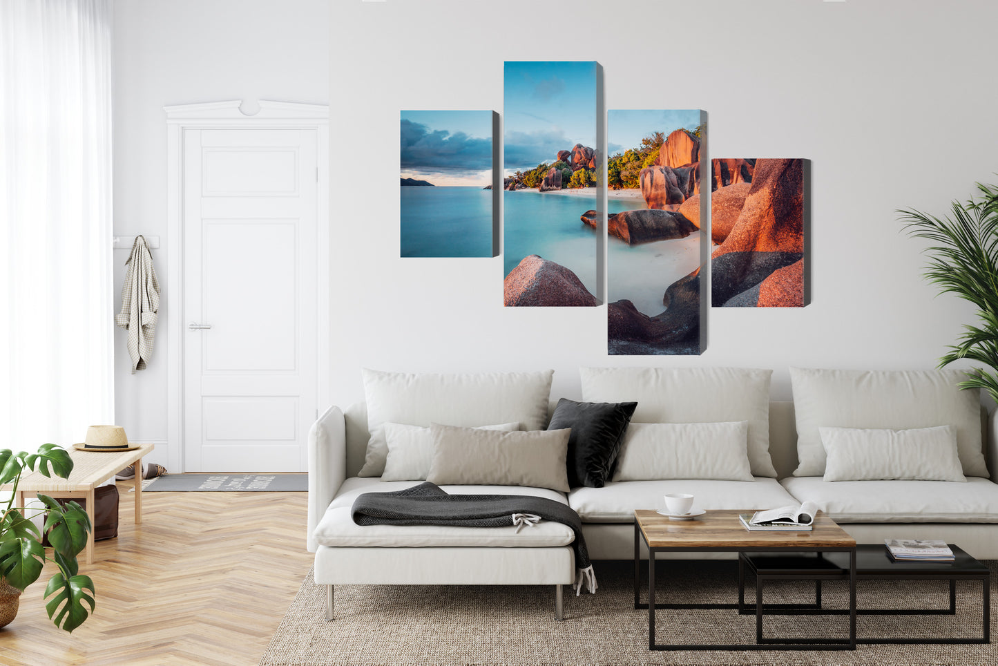 Obraz Wieloczęściowy Plaża Seszele – egzotyczny spokój do wnętrz boho, skandynawskich i coastal – widok 5