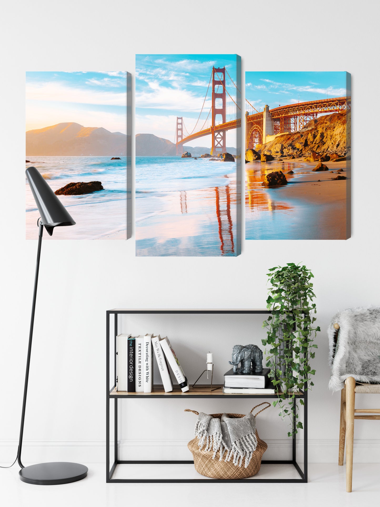 Obraz Wieloczęściowy Most Golden Gate w San Francisco – ikoniczna panorama miejska do wnętrz nowoczesnych, industrialnych i loftowych – widok 8