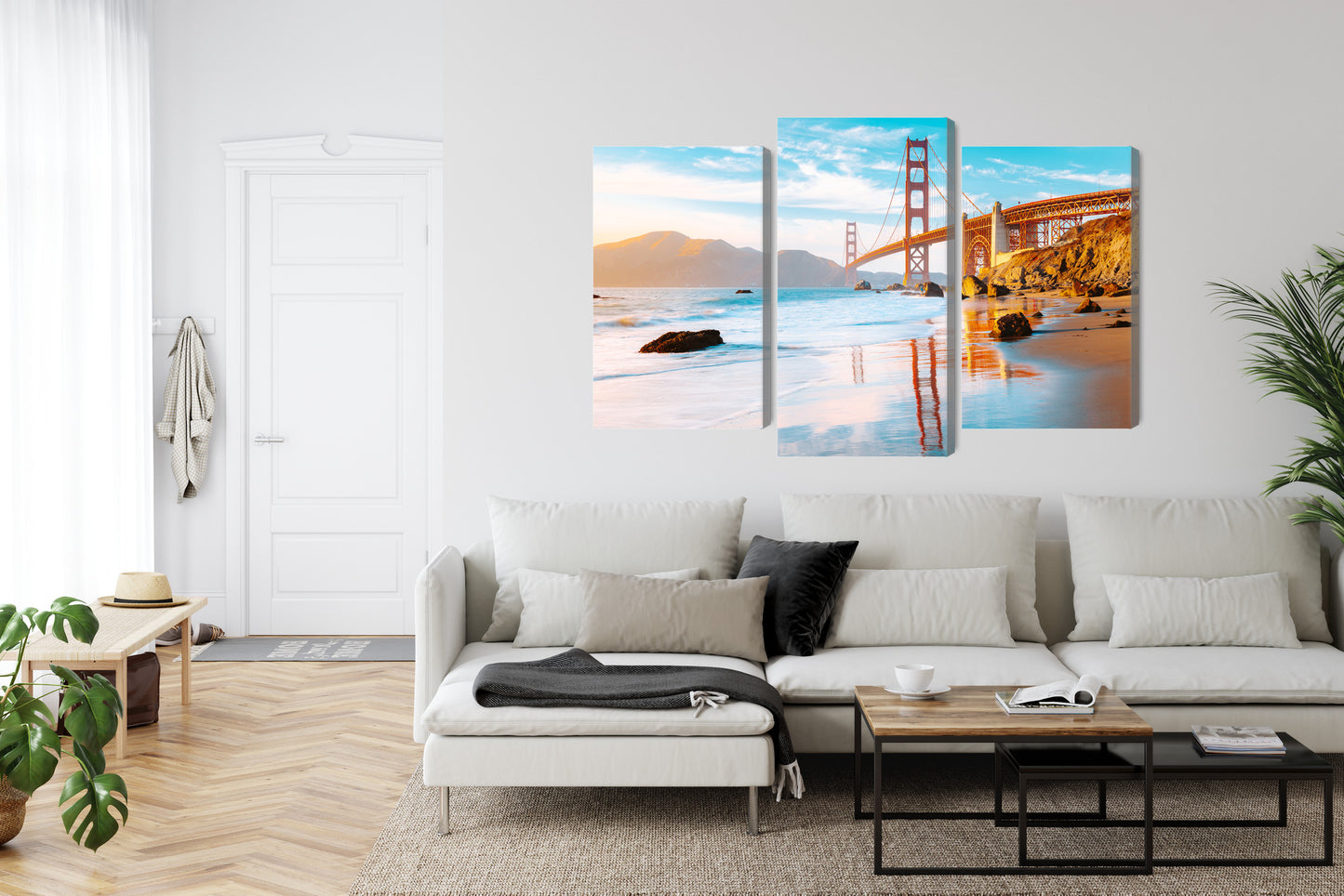 Obraz Wieloczęściowy Most Golden Gate w San Francisco – ikoniczna panorama miejska do wnętrz nowoczesnych, industrialnych i loftowych – widok 5