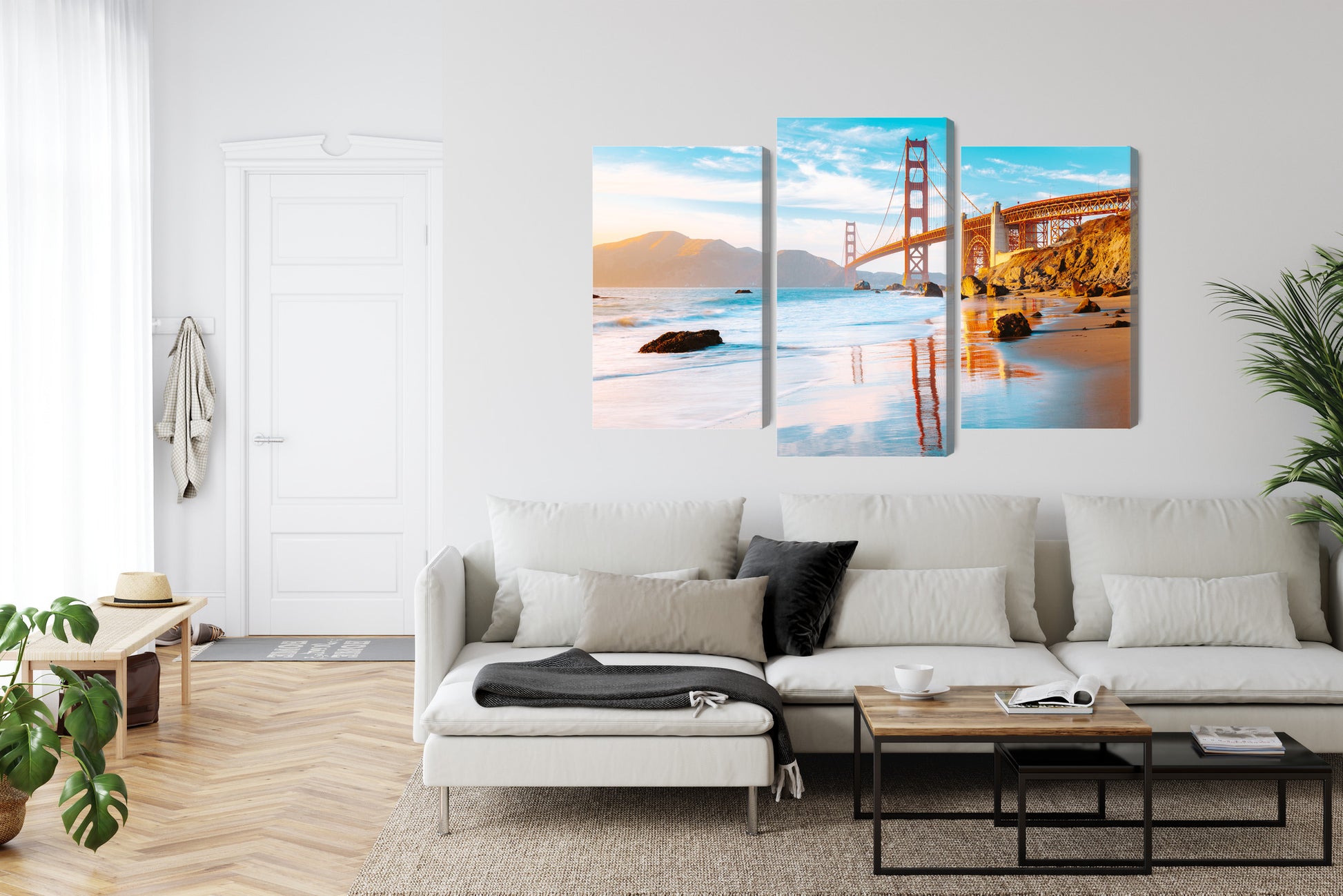 Obraz Wieloczęściowy Most Golden Gate w San Francisco – ikoniczna panorama miejska do wnętrz nowoczesnych, industrialnych i loftowych – widok 5